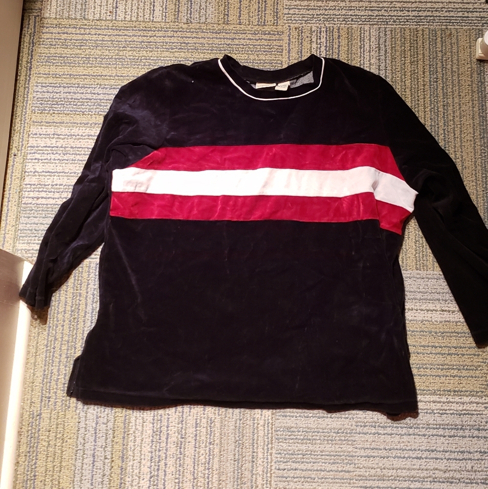 St.Johns Bay Womens Black Velour Rugby Top
